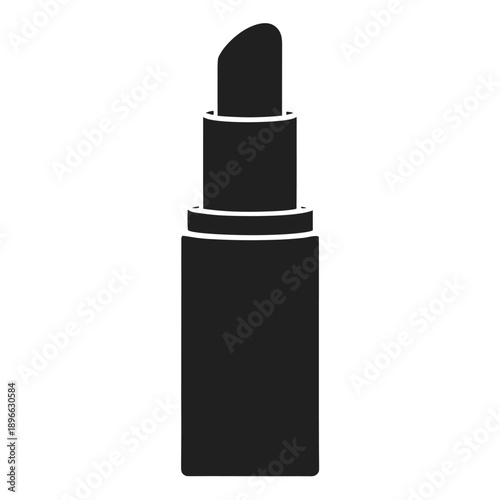 A simple black silhouette icon of an open lipstick tube.