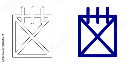 Minimalist Calendar Icon , Outline and Solid Blue Silhouette, Spiral Notebook Illustration for Schedule Planning, Appointment Reminder, Office Organizer Vector Graphic, 4K