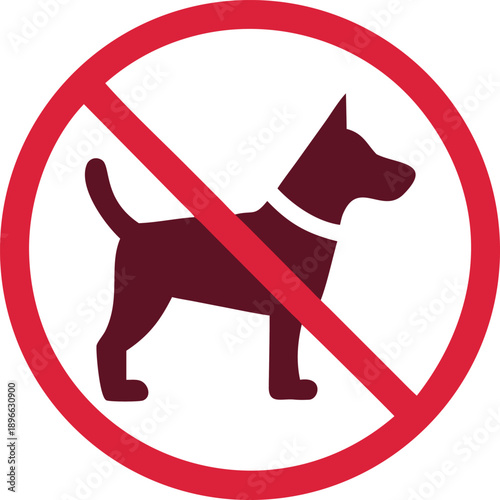 A prohibitory sign indicating no dogs are allowed here.