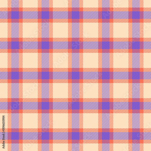 Full fabric seamless plaid, unique texture pattern background. Give textile vector check tartan in indigo and peach puff colors.