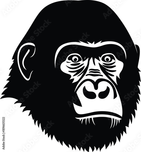 Gorilla Head Portrait Wildlife Animal Design Vector
