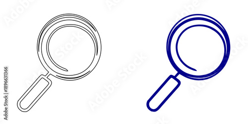 Blue Magnifying Glass Icon , Minimalist Search Symbol and Outline Zoom Tool Vector