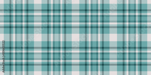 Editable tartan check plaid, dog tooth texture seamless fabric. Teen vector pattern background textile in cyan and white colors.