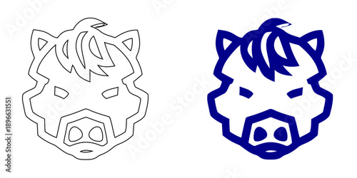 Horse Head Icon Vector – Minimal Outline and Bold Line Animal Logo Design, Modern Equine Farm Symbol Illustration Isolated on White Background