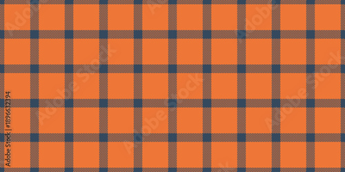 Manufacture plaid seamless tartan, elegance vector texture background. Top pattern fabric textile check in cyan and orange colors.