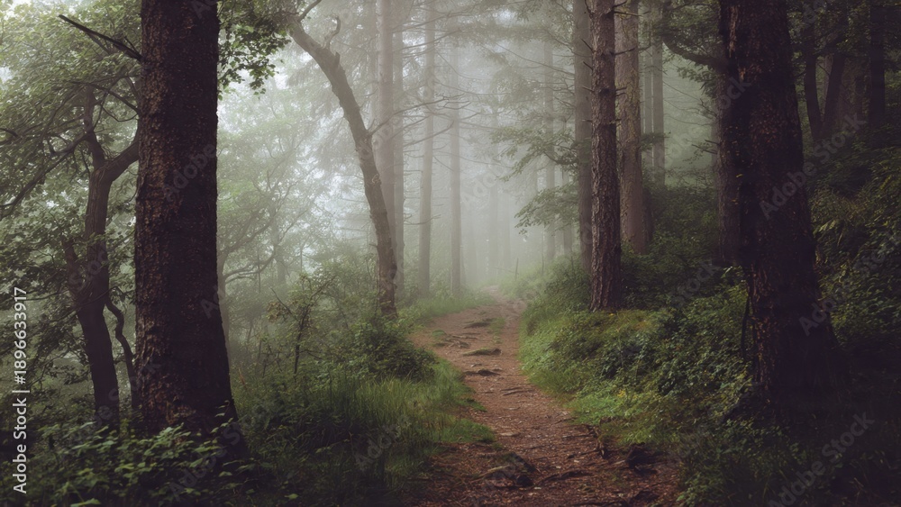 Obraz premium Misty Forest Path