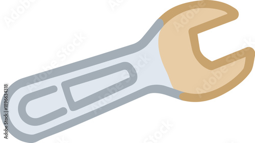 A vector illustration of a tool with a curved, open-end for tightening or loosening bolts