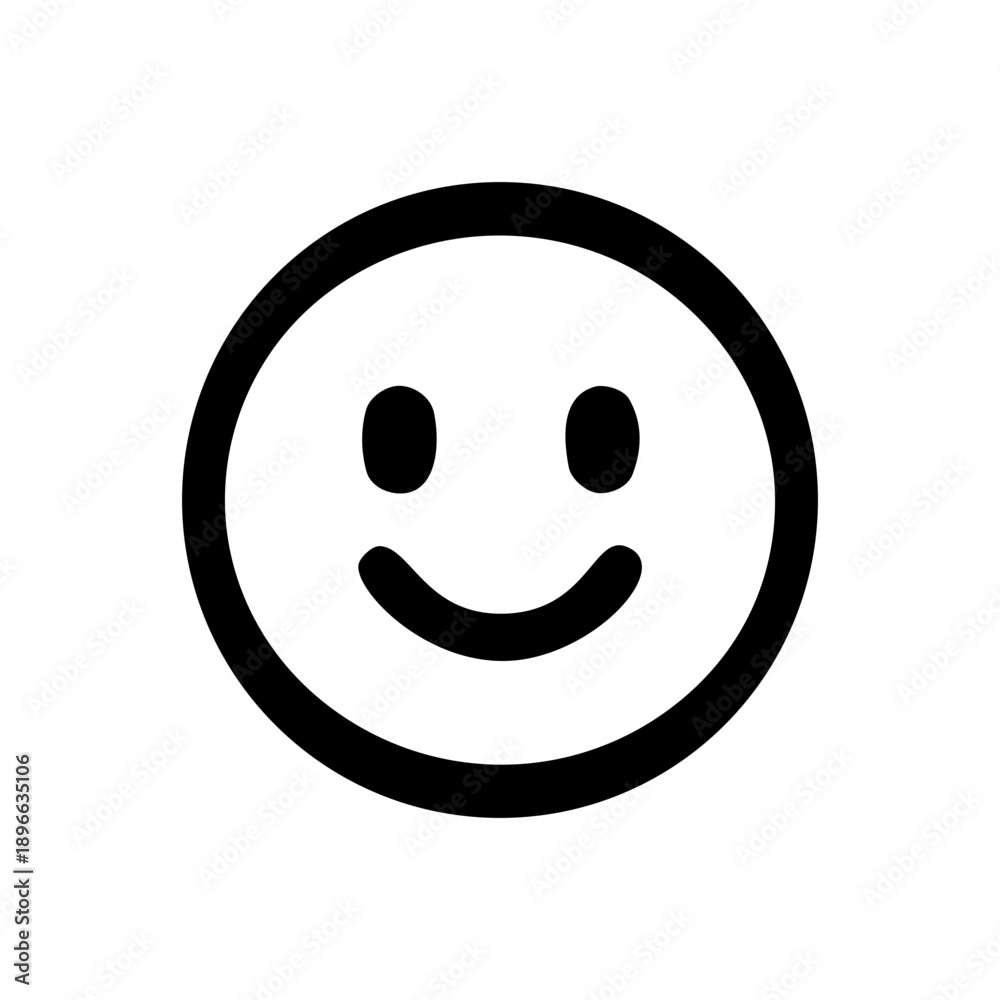 Fototapeta premium Happy Smile Emoji Face Icon – Social Media Simple Outline Icon, Black and White, Isolated Vector