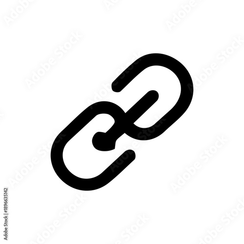 Link/ Chain Icon, Link File – Social Media Simple Outline Icon, Black and White, Isolated Vector