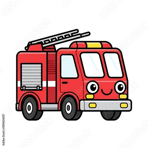 Wallpaper Mural Cartoon Fire Truck with Smiling Face. Torontodigital.ca