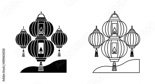 Traditional asian lanterns illustration Vector