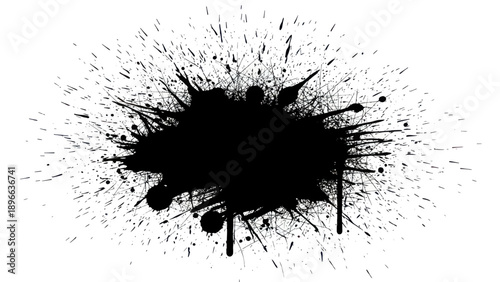 Black Ink Splatter Abstract Grunge Design Element.
