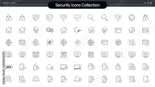 Cybersecurity Icons Collection A Comprehensive Set of Digital Security and Network Protection Symbols