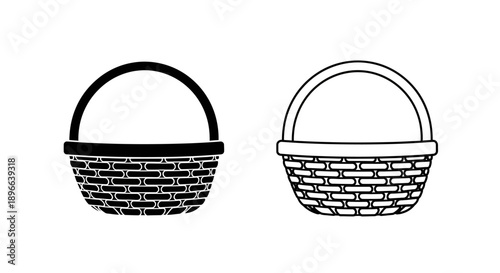 Black and white wicker baskets set Vector