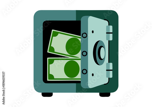 Open Safe with Cash Inside: Secure Money Vault Illustration