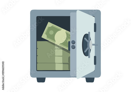 Partially Open Safe with Cash Blocks Inside