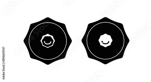 Black and white smiley faces geometric shapes Vector