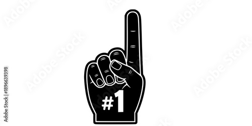 number one foam finger hand silhouette vector icon for sports fan victory design
