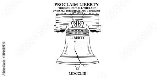 liberty bell line art vector illustration for independence day