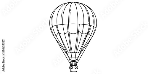 hot air balloon outline vector illustration line art coloring book page
