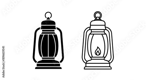 Vintage lantern icon set with flame design Vector