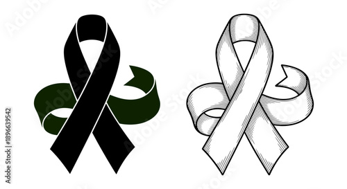 Awareness ribbon black green white Vector
