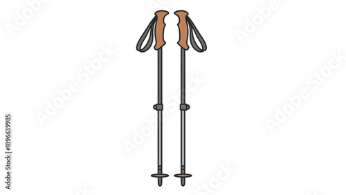 Pair of Hiking Trekking Poles Illustration for Outdoor Activities and Adventure Gear
