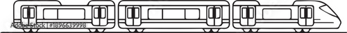 train minimalist line art vector of modern commuter rail on tracks