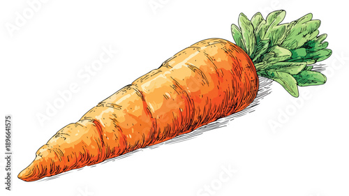 Detailed Cartoon Style Vector Illustration of a Carrot for Various Design Projects