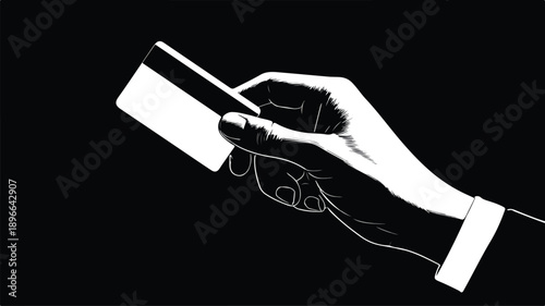 Modern NFC Payment Technology Hand Silhouette Vector Art