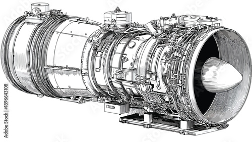 Jet Engine Clipart Vector Art and Illustration for Professional Aerospace Designs