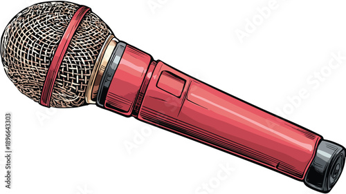 Cartoon Style Microphone Clipart Vector Illustration