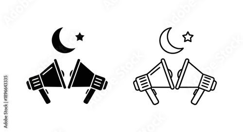 Islamic megaphone symbols communication Vector