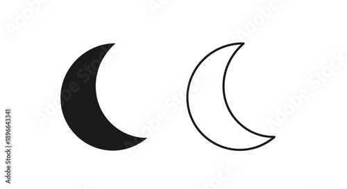 Minimalist crescent moon icons set Vector