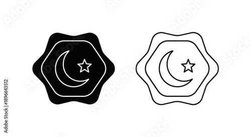 Islamic star moon crescent symbol design Vector