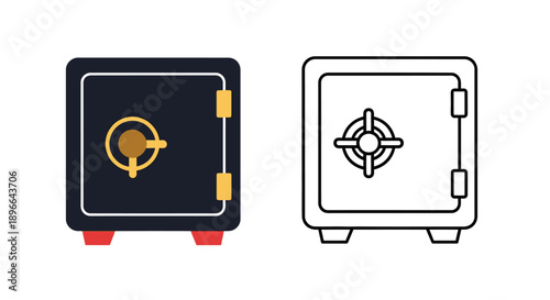 Secure safe deposit box storage security icons Vector