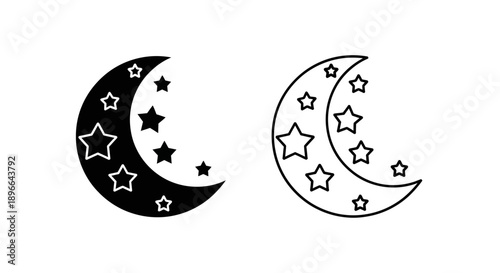 Moon stars night sky illustration vector Vector