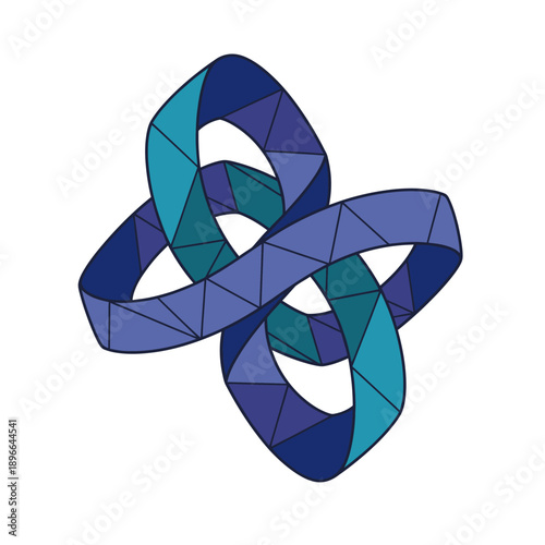 Geometric Knot Illustration with Intertwined Loops and Triangles.