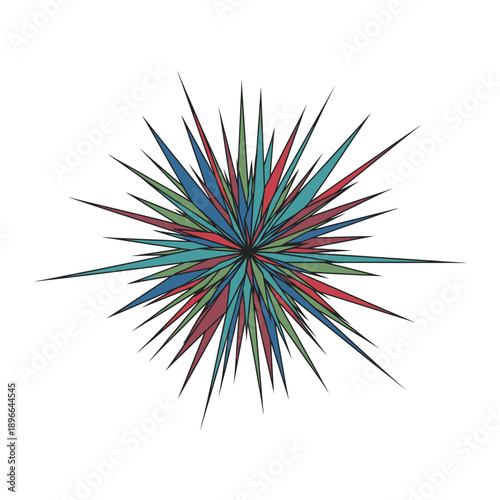 Explosion of Colorful Spiky Starburst.