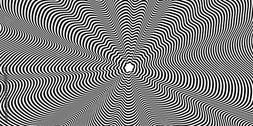 Swirl hypnotic black and white wave pattern. Monochrome abstract background. Vector flat geometric illustration.Template design for banner, website, template, leaflet, brochure, poster.