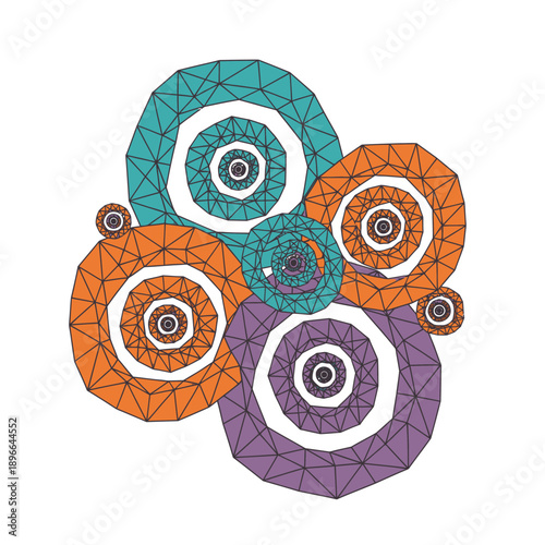 Geometric Flower Arrangement with Concentric Circles.