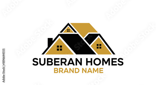 Suberan Homes brand logo featuring multiple house roofs in black and gold.