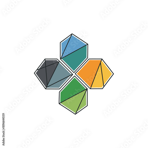 Geometric shapes forming a colorful design.