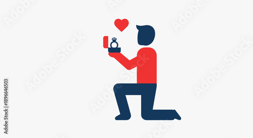Man Kneeling Proposing with Heart Symbol.