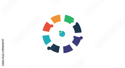 Multicolored puzzle circle logo symbol.