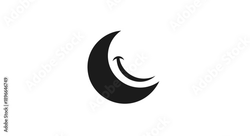 Black crescent moon symbol icon.