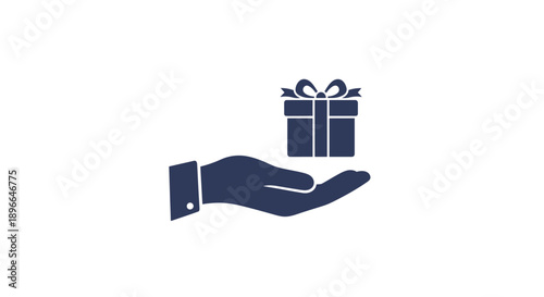Hand holding a wrapped gift box.