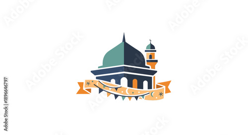 Colorful mosque architecture design element.