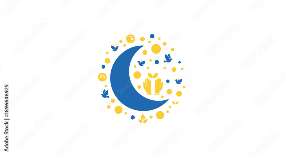 Fototapeta premium Crescent Moon Symbol with Stars.