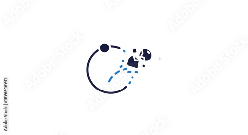 Black and blue circular science symbol.